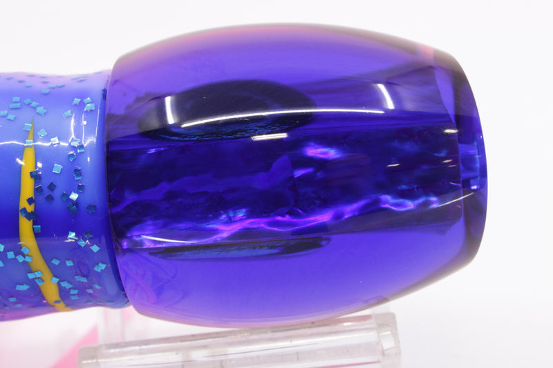 Moyes Lures Pink Awabi Blue Back Taxi Eyes Medium Blaster 12" 8oz Skirted Blue-Pink/White