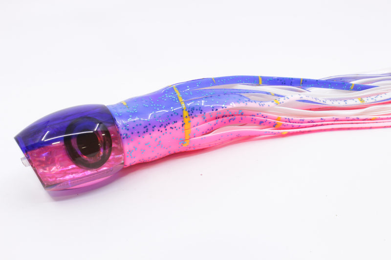 Moyes Lures Pink Awabi Blue Back Taxi Eyes Medium Blaster 12" 8oz Skirted Blue-Pink/White
