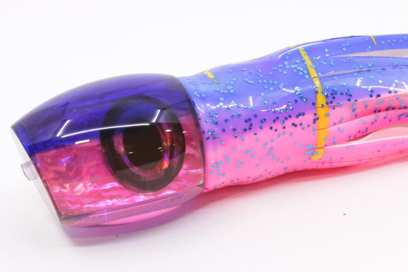 Moyes Lures Pink Awabi Blue Back Taxi Eyes Medium Blaster 12" 8oz Skirted Blue-Pink/White