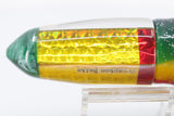 Crampton Baits Yellow Rainbow Scale Green Pearl Tip XL Bullet 12" 9.8oz Skirted Rasta