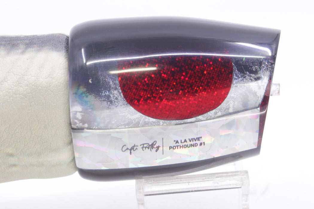 A La Vive Lures Silver Rainbow Black Back Red Eyes XL Pothound 16" 15.7oz ALV