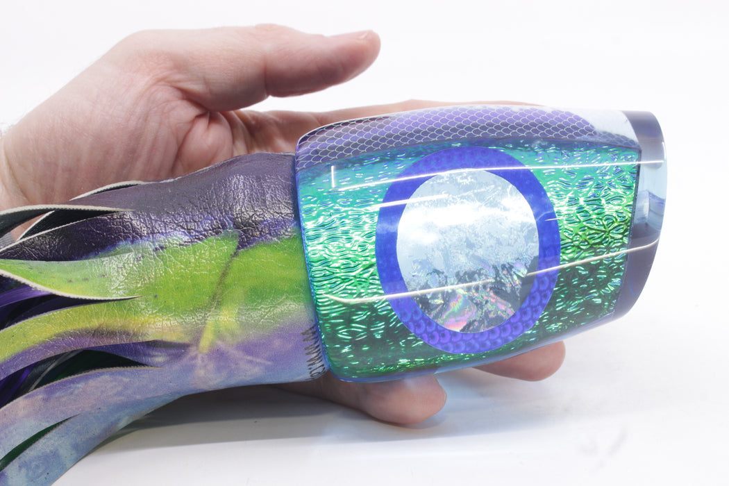 A La Vive Lures Green-Blue Oil Slick Ice Blue-Blue Eyes XL Pothound 16" 15.7oz ALV