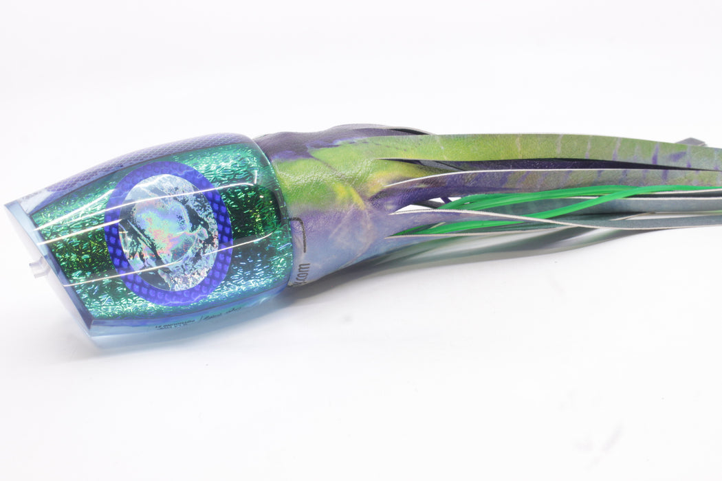 A La Vive Lures Green-Blue Oil Slick Ice Blue-Blue Eyes XL Pothound 16" 15.7oz ALV