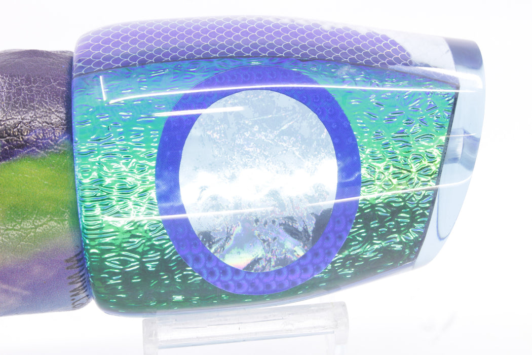 A La Vive Lures Green-Blue Oil Slick Ice Blue-Blue Eyes XL Pothound 16" 15.7oz ALV