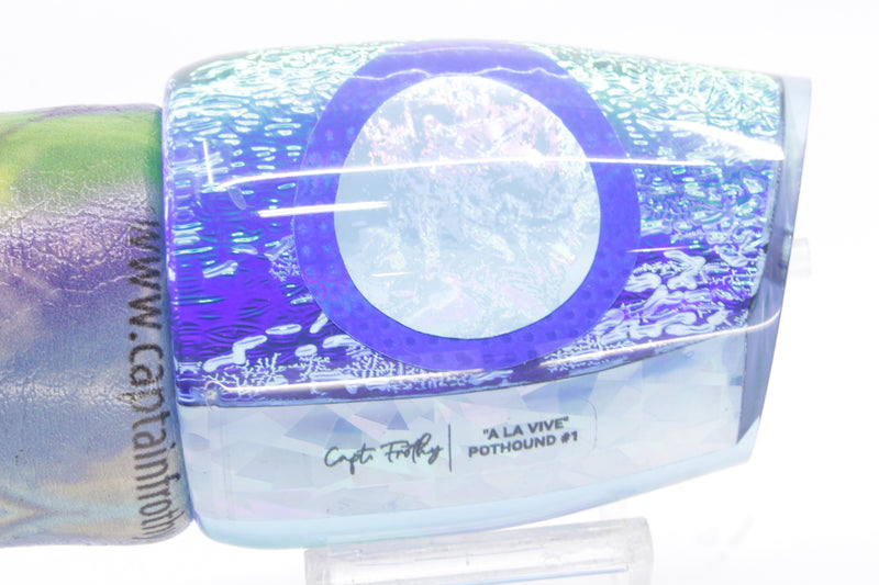 A La Vive Lures Green-Blue Oil Slick Ice Blue-Blue Eyes XL Pothound 16" 15.7oz ALV
