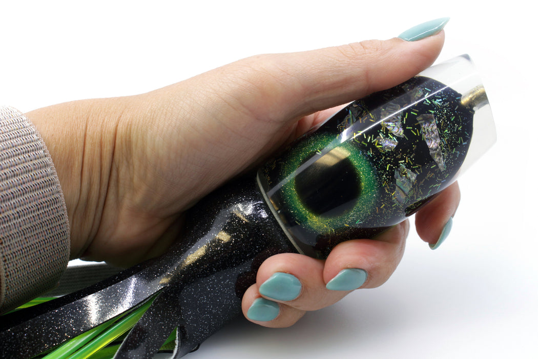 Coggin Lures Black-Green S&P Cracked Abalone Copalure 45 Fish Head 12" 5.5oz Vinyl Black