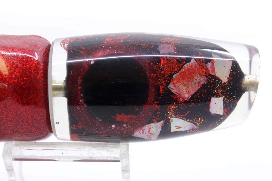 Coggin Lures Black-Red S&P Cracked Pink MOP Copalure 45 Fish Head 12" 5.5oz Vinyl Red