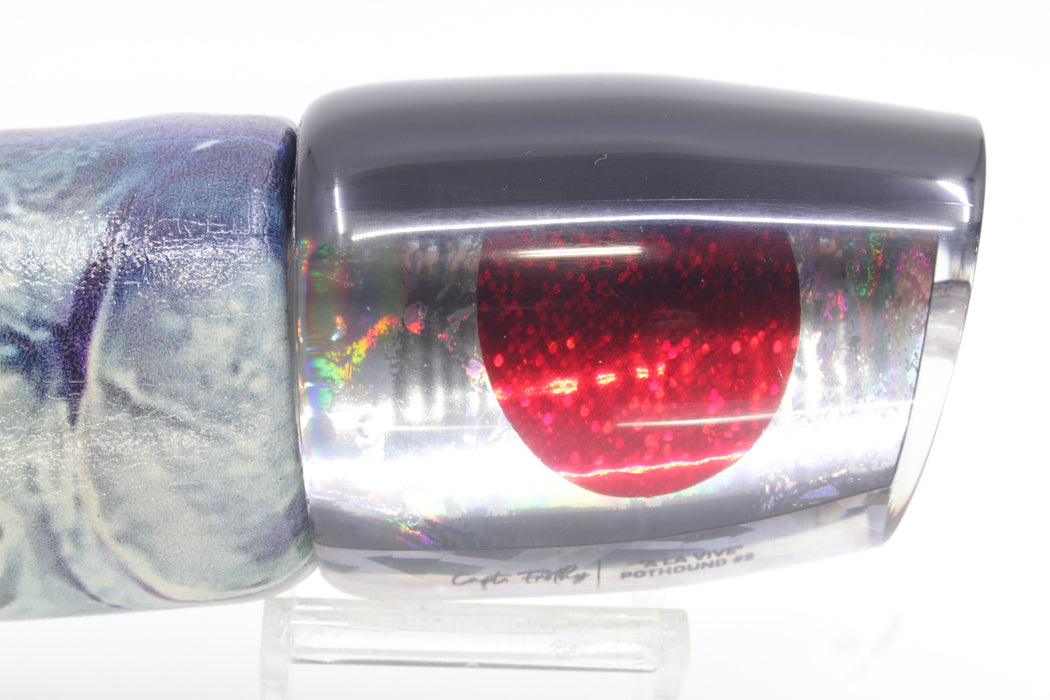 A La Vive Lures Silver Rainbow Black Back Red Eyes Large Pothound 14" 10.5oz ALV