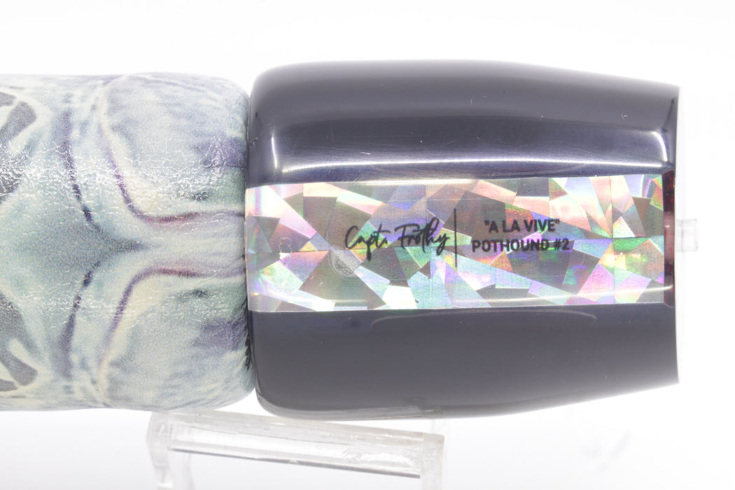 A La Vive Lures Silver Rainbow Black Back Red Eyes Large Pothound 14" 10.5oz ALV