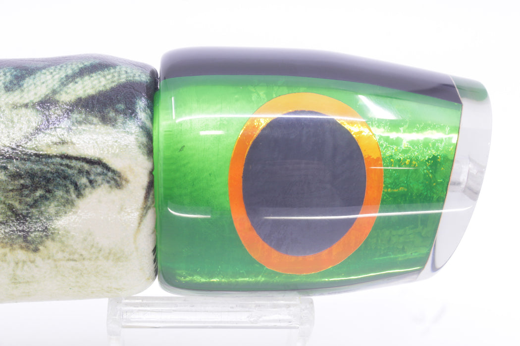 A La Vive Lures Green Rainbow Black-Orange Eyes Large Pothound 14" 10.5oz ALV