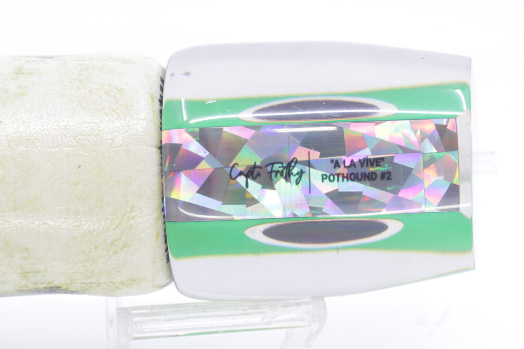 A La Vive Lures Green Rainbow Black-Orange Eyes Large Pothound 14" 10.5oz ALV