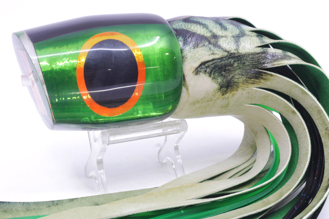 A La Vive Lures Green Rainbow Black-Orange Eyes Large Pothound 14" 10.5oz ALV