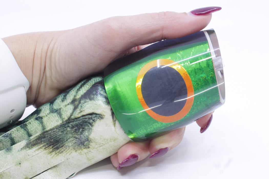 A La Vive Lures Green Rainbow Black-Orange Eyes Large Pothound 14" 10.5oz ALV