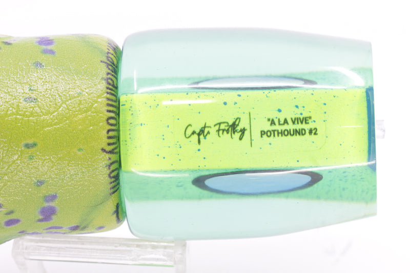 A La Vive Lures Mahi Ice Blue-Black Eyes Large Pothound 14" 10.5oz ALV Mahi Green