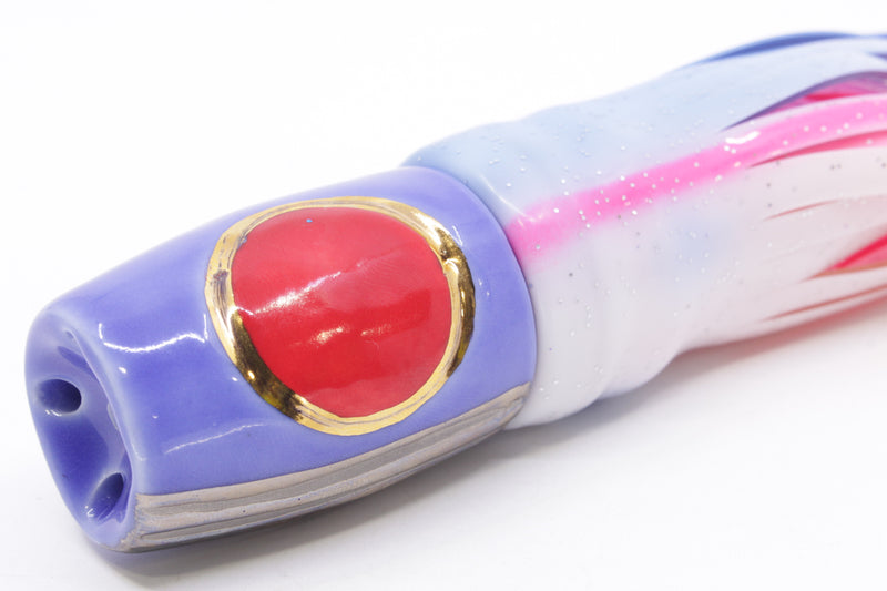 Mark White Lures Blue 4-Hole Pusher-Cupped Face 9"+ 7.6oz Skirted Blue-White-Pink