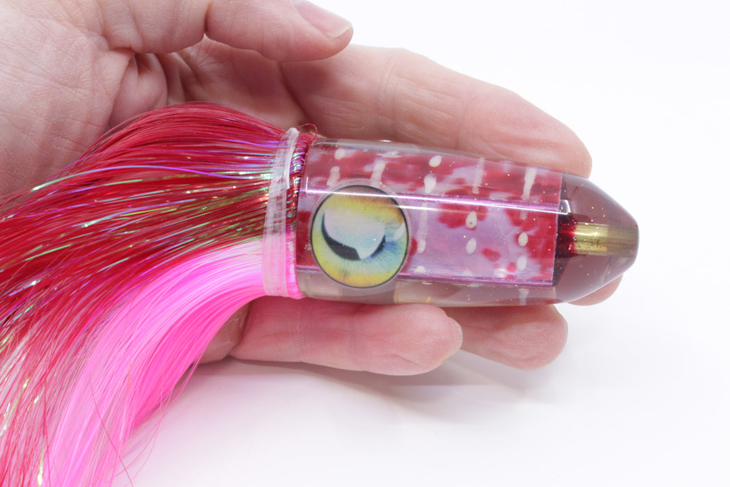 Ganku Lures Pink-Red MOP "Cuttlefish" Long Bullet 9" 7oz Strobez Red-Pink/White