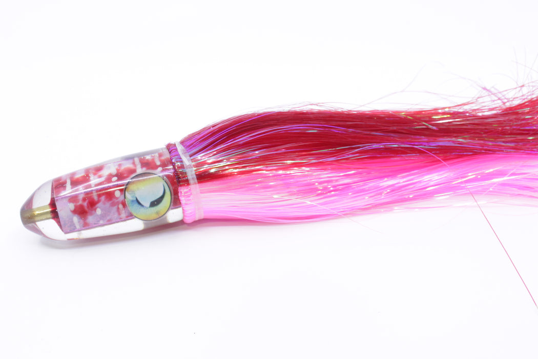 Ganku Lures Pink-Red MOP "Cuttlefish" Long Bullet 9" 7oz Strobez Red-Pink/White