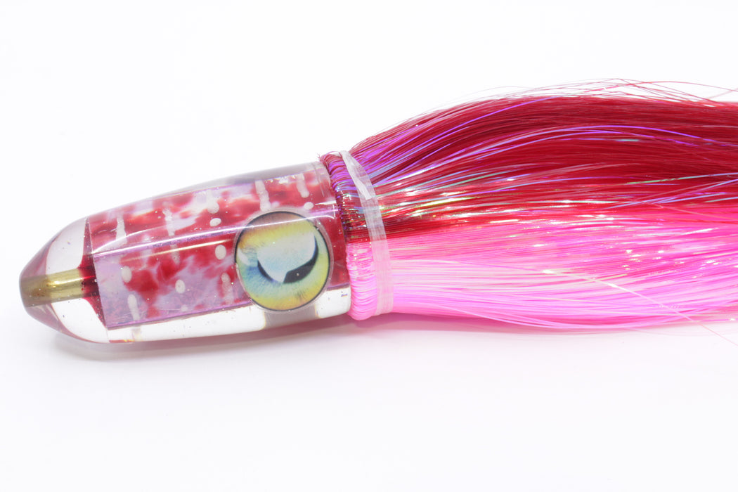 Ganku Lures Pink-Red MOP "Cuttlefish" Long Bullet 9" 7oz Strobez Red-Pink/White