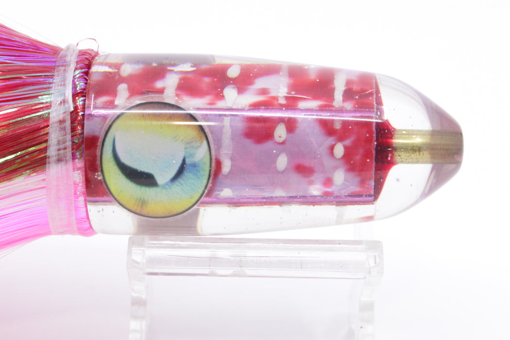 Ganku Lures Pink-Red MOP "Cuttlefish" Long Bullet 9" 7oz Strobez Red-Pink/White