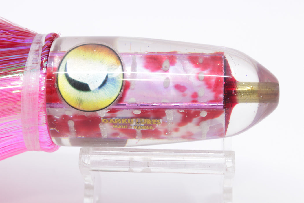 Ganku Lures Pink-Red MOP "Cuttlefish" Long Bullet 9" 7oz Strobez Red-Pink/White