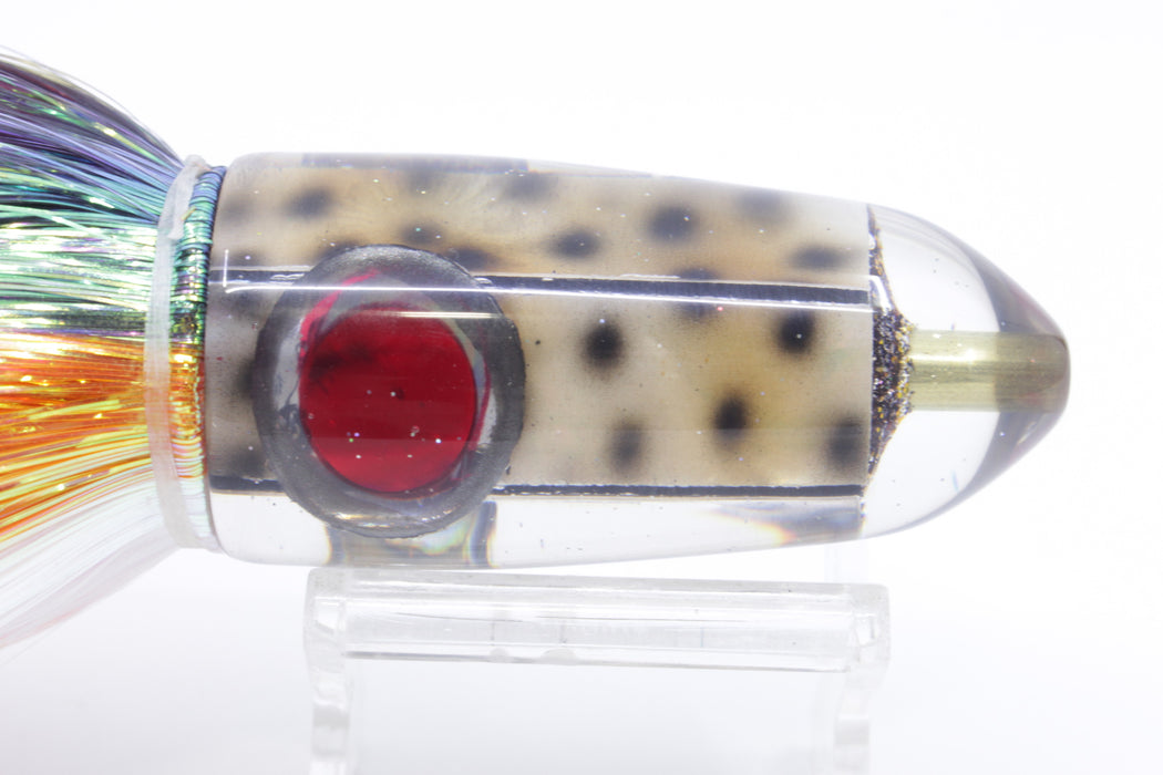 Ganku Lures "Tiger Cowrie" Red-Silver Eyes Long Bullet 9" 7oz Flashabou Petrolero