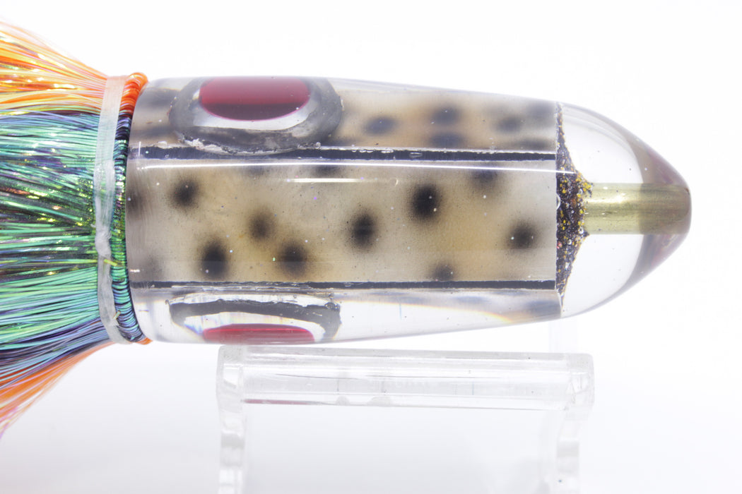 Ganku Lures "Tiger Cowrie" Red-Silver Eyes Long Bullet 9" 7oz Flashabou Petrolero