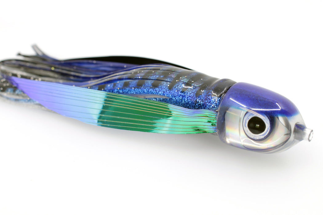 LS Lures Silver Rainbow Blue Back Flyer 7" 2.6oz Skirted Blue Aurora with Wings
