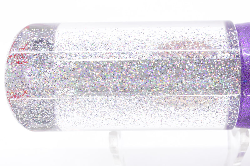 TANTRUM Lures Mirrored Silver Back Large Tube 12" 8.5oz Skirted Purple/Milky White