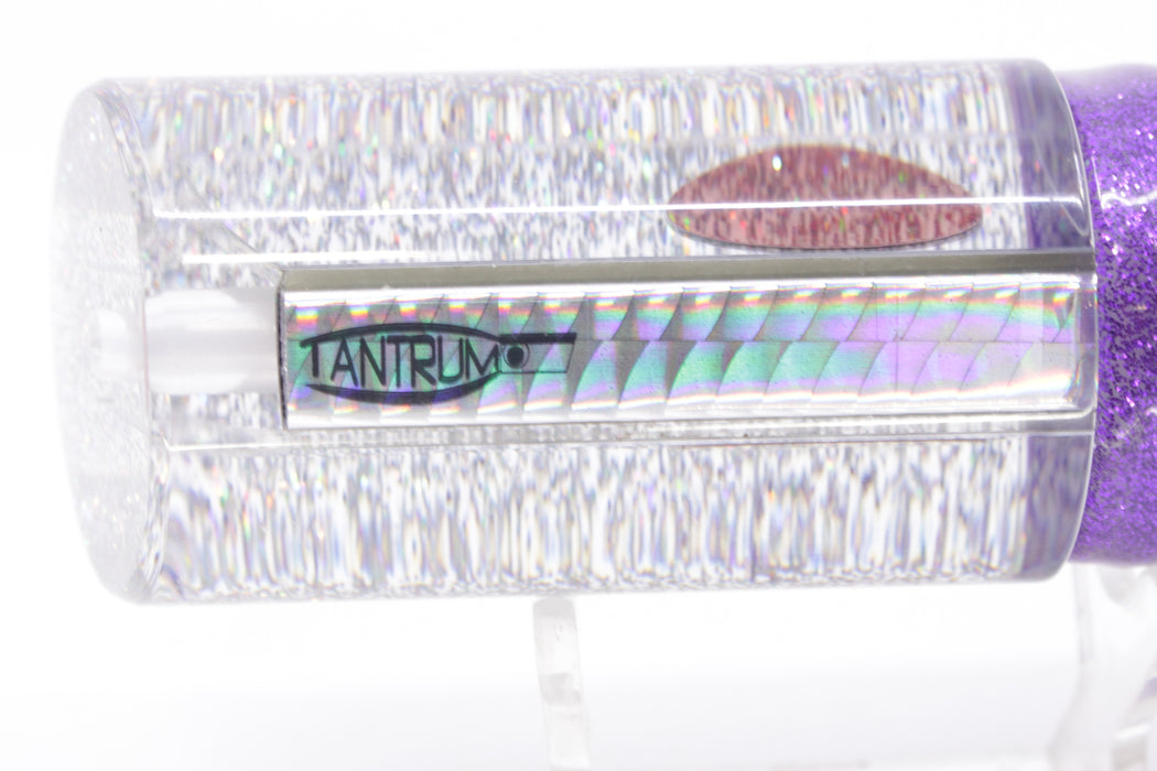 TANTRUM Lures Mirrored Silver Back Large Tube 12" 8.5oz Skirted Purple/Milky White