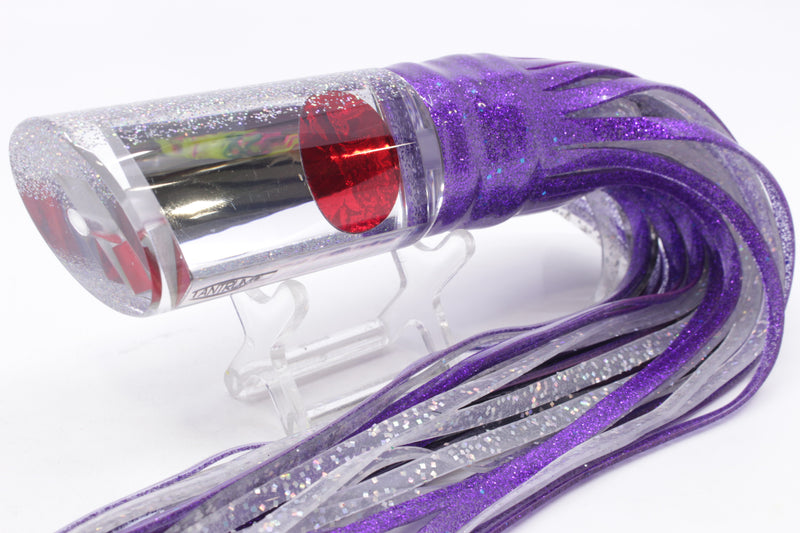 TANTRUM Lures Mirrored Silver Back Large Tube 12" 8.5oz Skirted Purple/Milky White