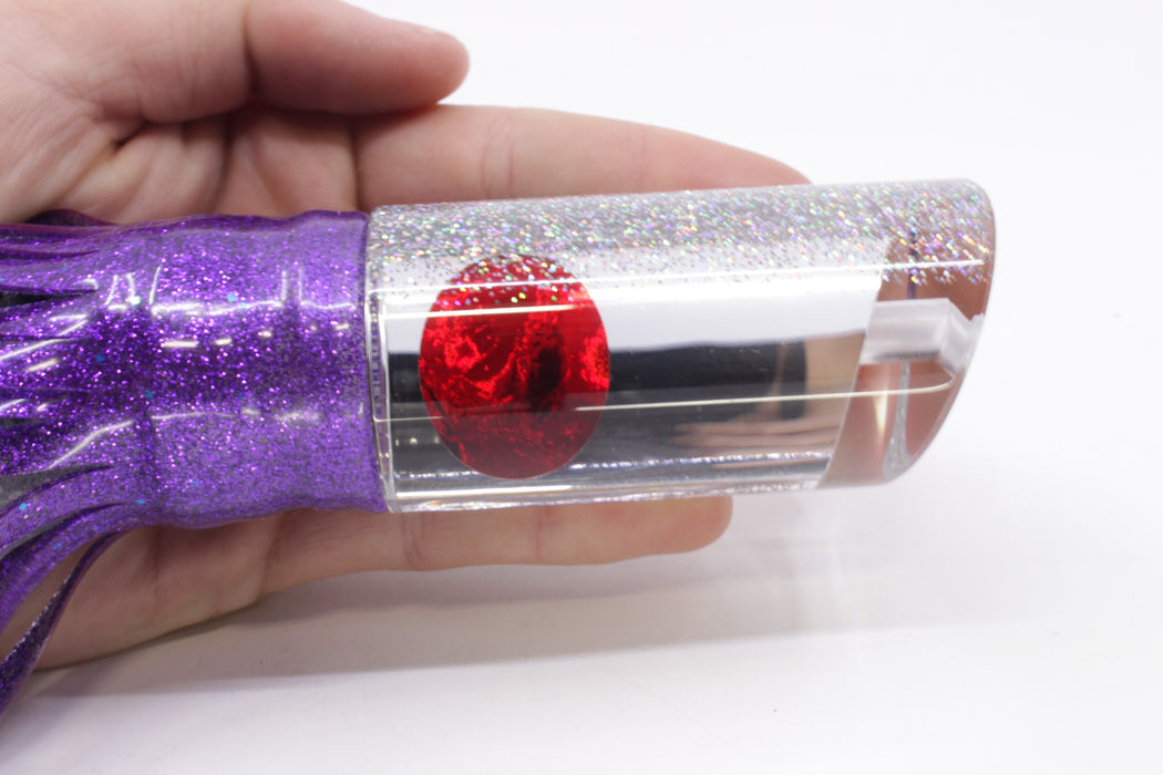 TANTRUM Lures Mirrored Silver Back Large Tube 12" 8.5oz Skirted Purple/Milky White