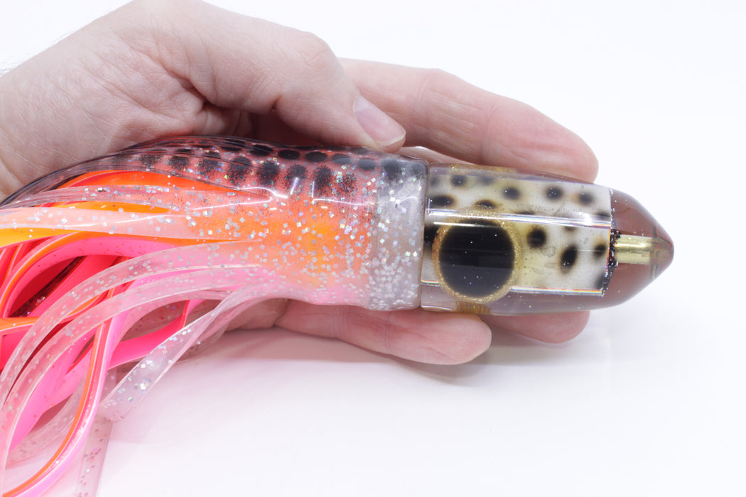 Ganku Lures "Tiger Cowrie" Bumbucha Bullet 9"+ 8oz Skirted Black Dots/Orange-Pink