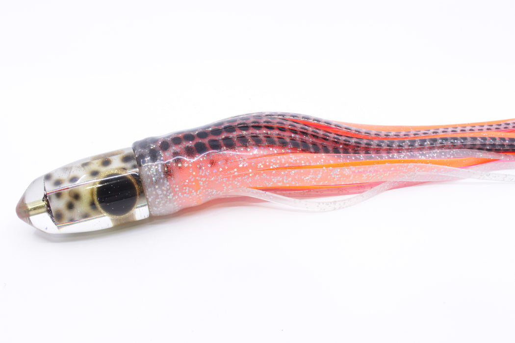 Ganku Lures "Tiger Cowrie" Bumbucha Bullet 9"+ 8oz Skirted Black Dots/Orange-Pink