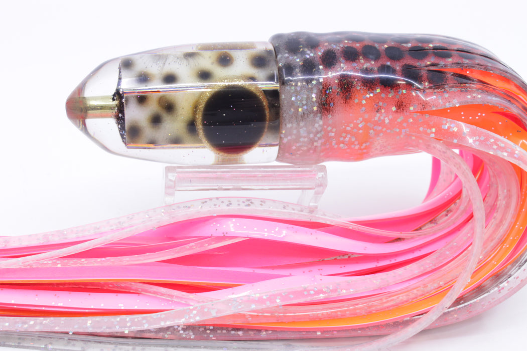 Ganku Lures "Tiger Cowrie" Bumbucha Bullet 9"+ 8oz Skirted Black Dots/Orange-Pink