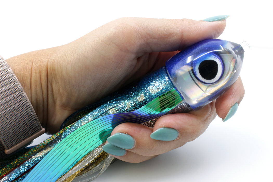 LS Lures Silver Rainbow Blue Back Flyer 9" 4.8oz Skirted Evil with Wings
