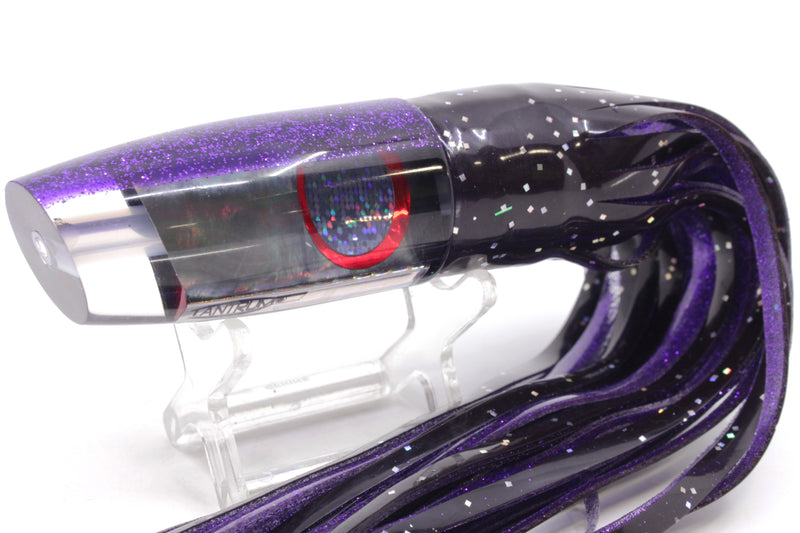 TANTRUM Lures Tahitian MOP Purple Back Medium Plunger 9" 5oz Skirted Black/Purple
