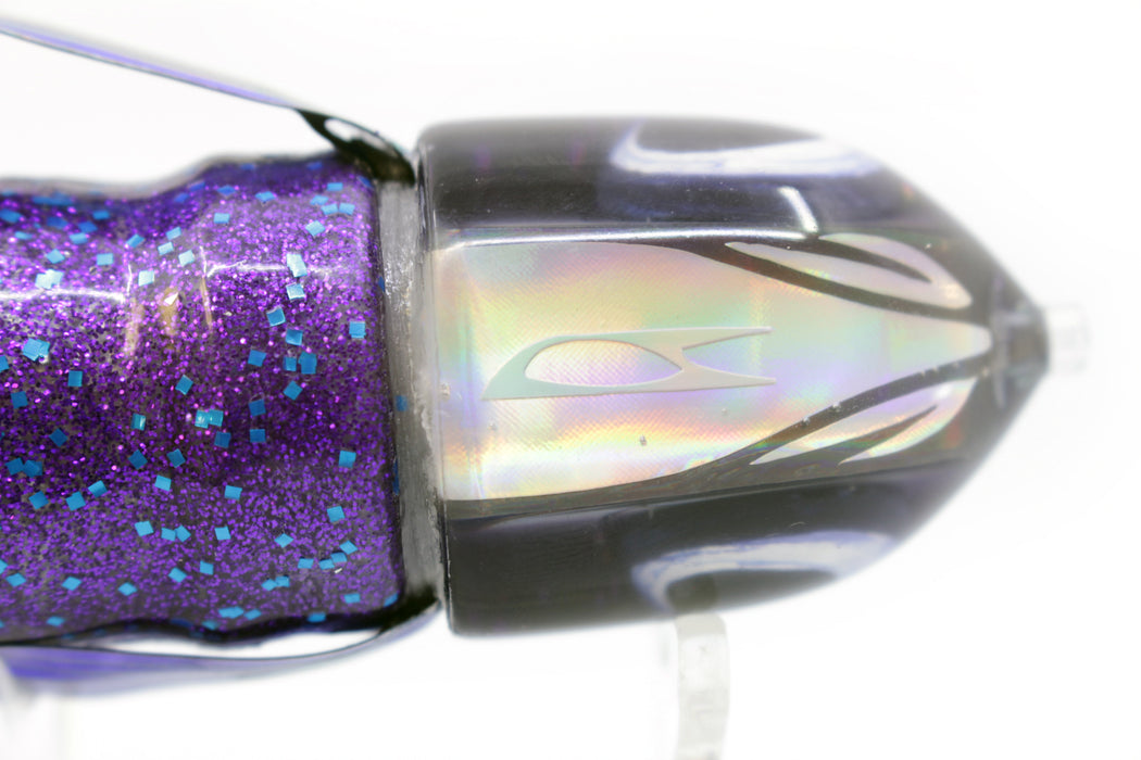 LS Lures Silver Rainbow Purple Glitter Back Flyer 9" 4.8oz Skirted with Wings