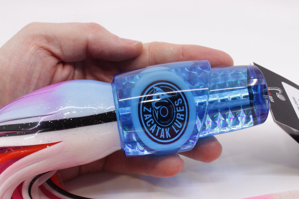 Zacatak Lures Blue Rainbow Scale Large Thunderstruck 12" 8.5oz Skirted Lilac Lumo