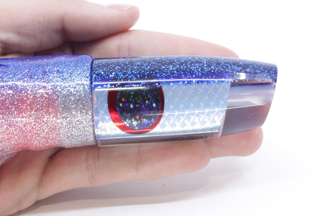 TANTRUM Lures Rainbow Scale Blue Back Medium Plunger 9" 5oz Skirted Blue-Silver/Pink