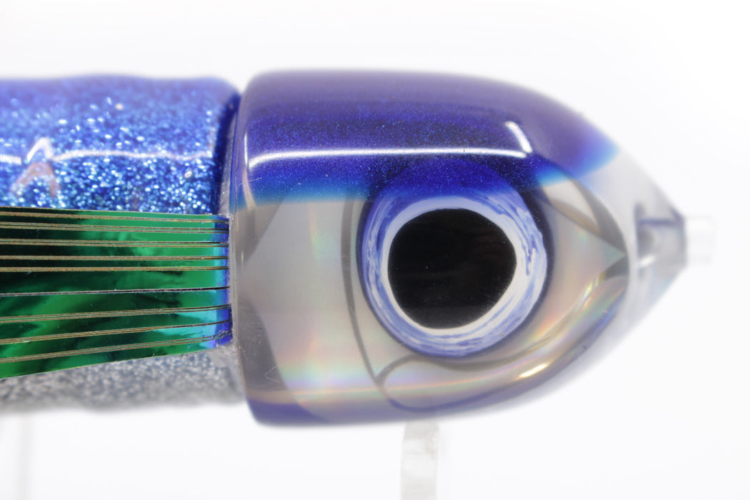 LS Lures Silver Rainbow Dark Blue Back Flyer 9" 4.8oz Skirted with Wings