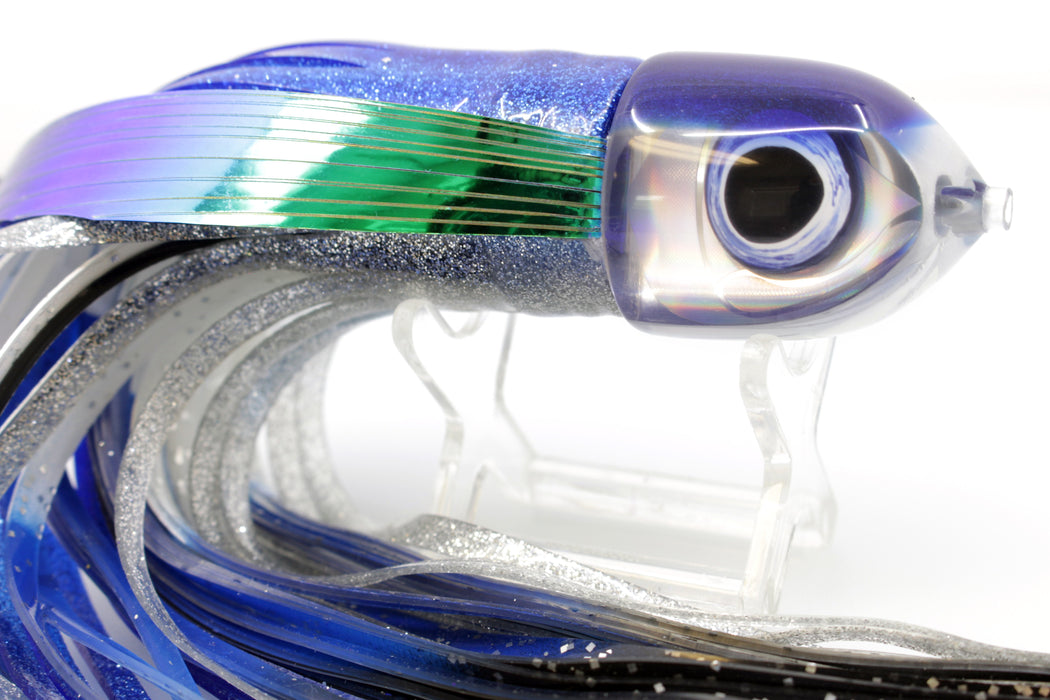 LS Lures Silver Rainbow Dark Blue Back Flyer 9" 4.8oz Skirted with Wings