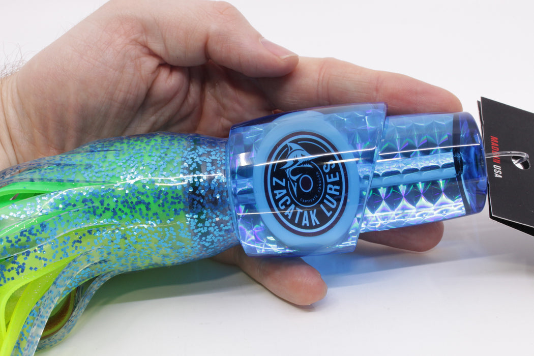 Zacatak Lures Blue Rainbow Scale Large Thunderstruck 12" 8.5oz Skirted Electric Dorado