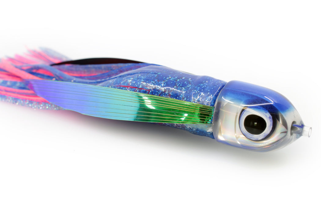 LS Lures Silver Rainbow Blue Back Flyer 9" 4.8oz Skirted Blue-Pink with Wings