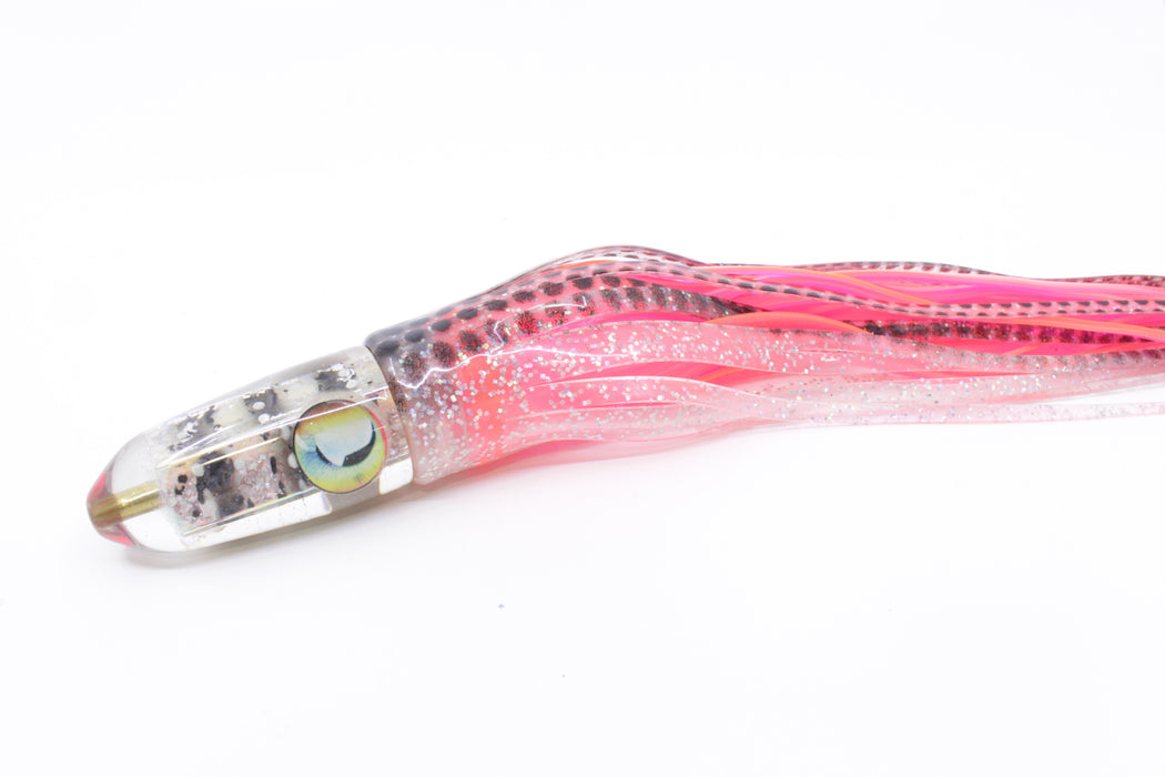 Ganku Lures Brown S&P "Glow Cuttlefish" Long Bullet 9" 8.5oz Skirted Milky White/Pink