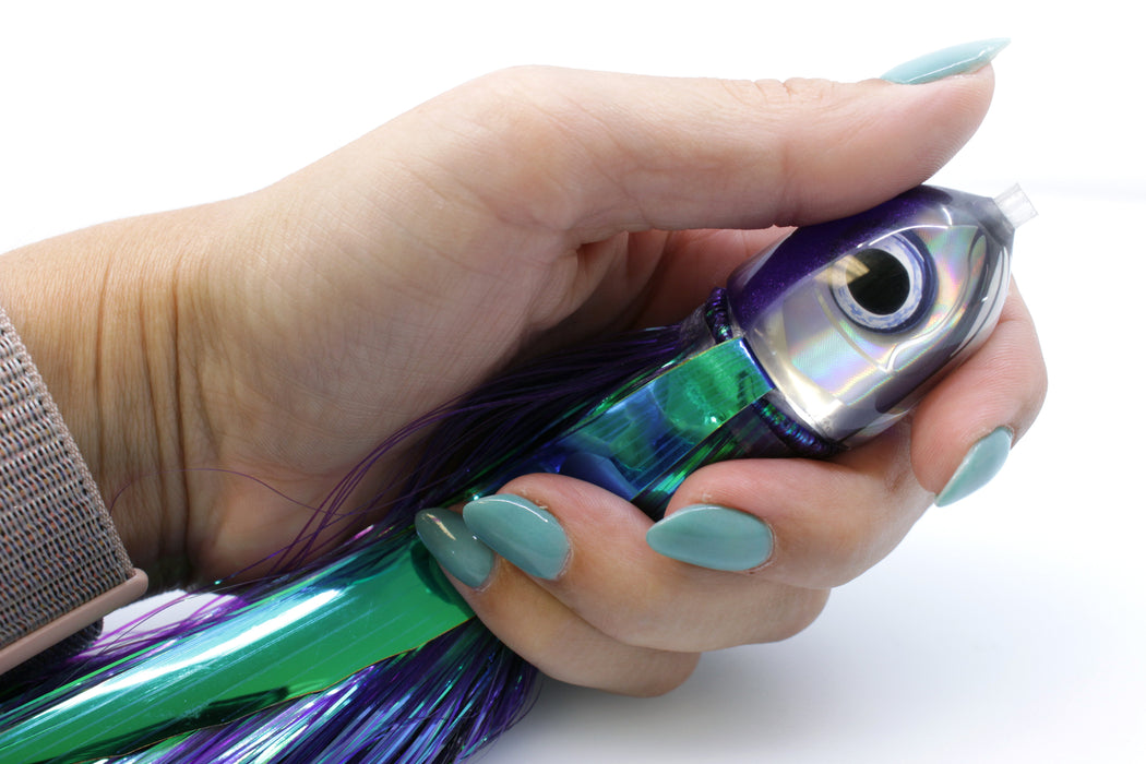 LS Lures Silver Rainbow Purple Back Flyer 7" 2.3oz Strobez Flashabou with Wings