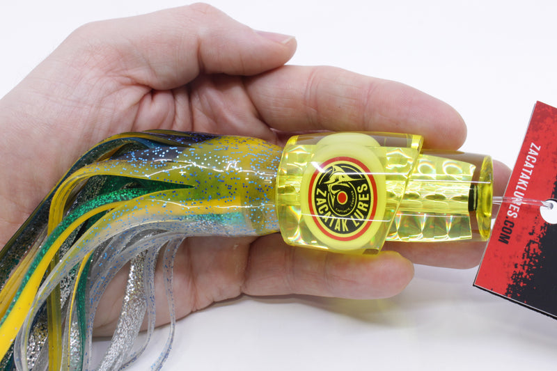 Zacatak Lures Yellow Rainbow Scale Small Thunderstruck 7" 2.8oz Skirted Jack Mack