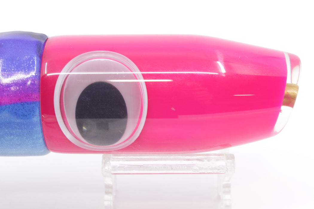 Crampton Baits Hot Pink Pearl Doll Eyes Plunger 12" 8oz Fired Up Vinyl Blue Dream