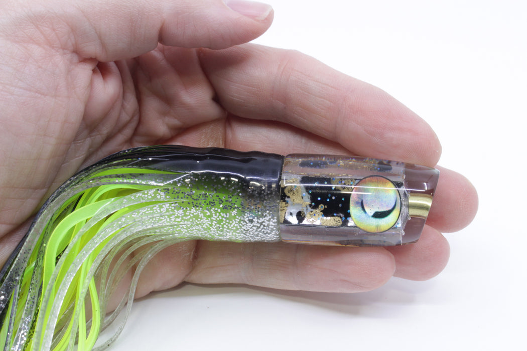 Ganku Lures Black-Gold-Gray MOP "Cuttlefish" #2 Short Cut Face 7" 3oz Skirted Black-Silver/Chartreuse