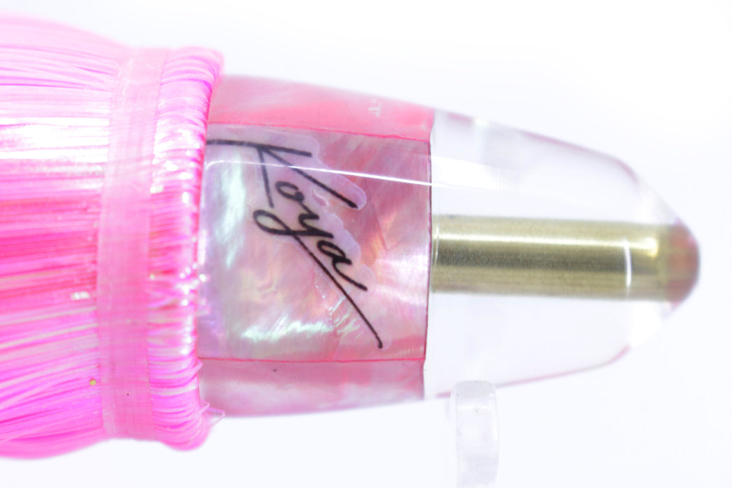 Koya Lures Pink MOP Mini AK Bullet 7" 4.5oz Strobez Flashabou Pink-Chartreuse