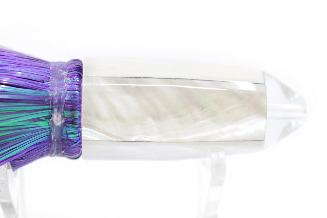 Koya Lures White MOP Karma Bullet 7" 3.3oz Strobez Flashabou Purple-White